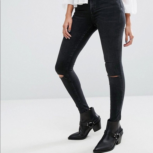 ALL SAINTS Grace High-Rise Black Skinny Jeans - Picture 3 of 5